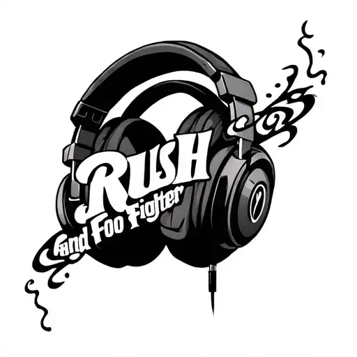 can you draw a tattoo of theses artist name (rush and foo fighter) as if their names were coming out of headphones tattoo design idea