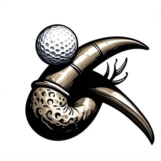 cornicello horn as a golf tee with a golf ball on top tattoo design idea