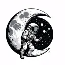 Astronaut on Half moon tattoo design idea