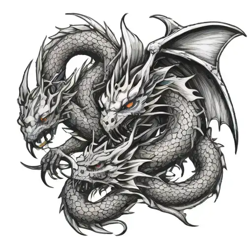 dragons character of death tattoo design idea