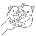 pig stuffed animal holding hands with a teddy bear. best friend tattoo of our childhood stuffed animals holding hands.th tattoo design idea