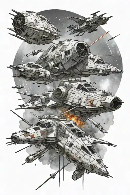 star wars space battle scene tattoo design idea