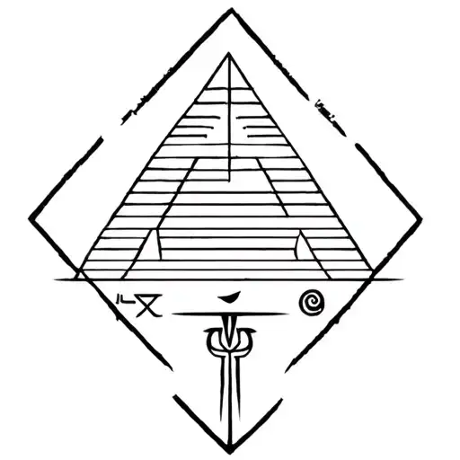 Egyptian pyramid made from protection and authority glyphs tattoo design idea