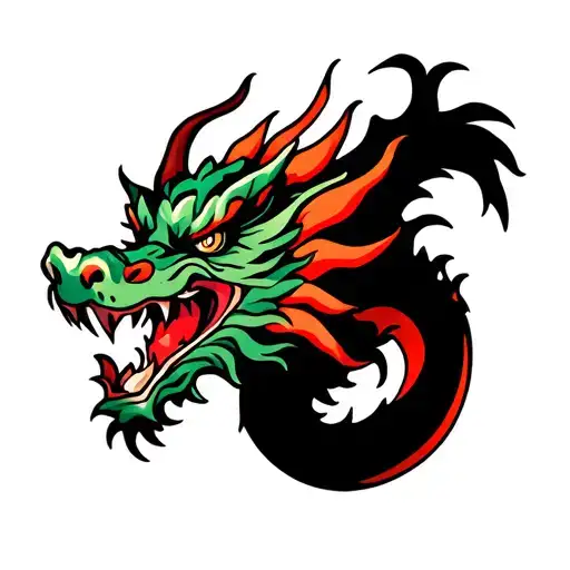 Tattoo logo design for 'MB Studio' featuring a dragon with traditional japanese colors tattoo design idea