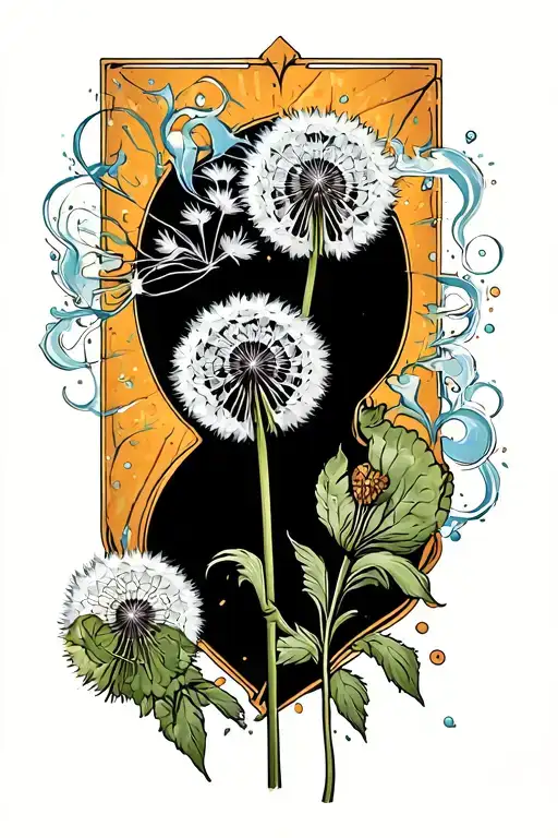 dandelion blowing tattoo design idea