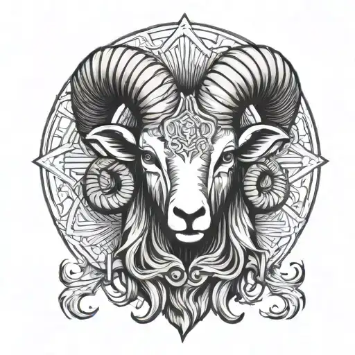 ram head north mythology symbols tattoo design idea