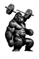 silverback gorilla lifting weights representing ADHD tattoo design idea
