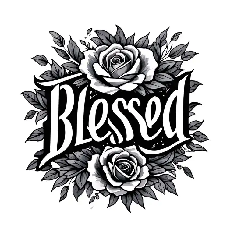 blessed fancy writing no background tattoo design idea