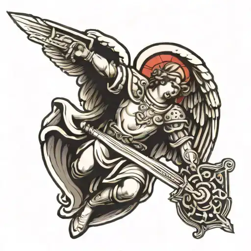 guardian angel holding a sword tattoo design idea