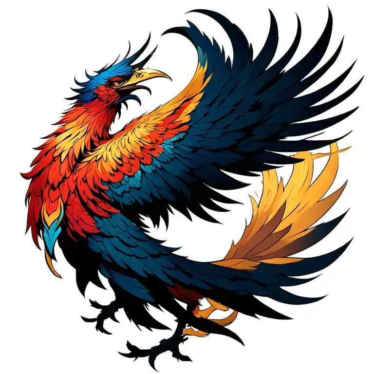 A majestic phoenix tattoo design for the right side of the neck, inspired by Final Fantasy XVI.The phoenix’s head faces tattoo design idea