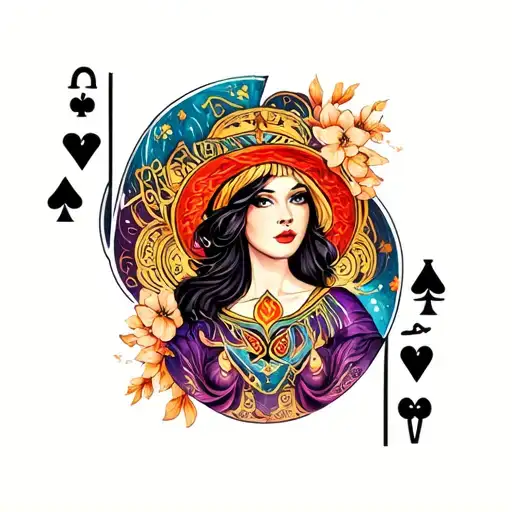 "wasn't in the cards" fortune teller woman tattoo design idea