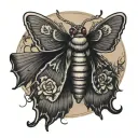 moth with crown and a moon tattoo design idea