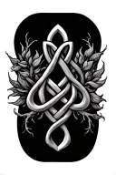 trinity knot roots surrounded tattoo design idea