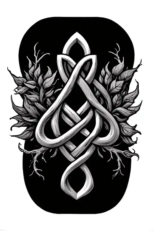 trinity knot roots surrounded tattoo design idea