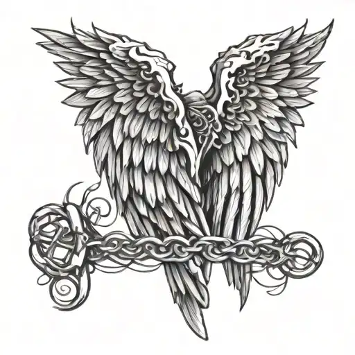 angel wings made of barbed wire and razors tattoo design idea