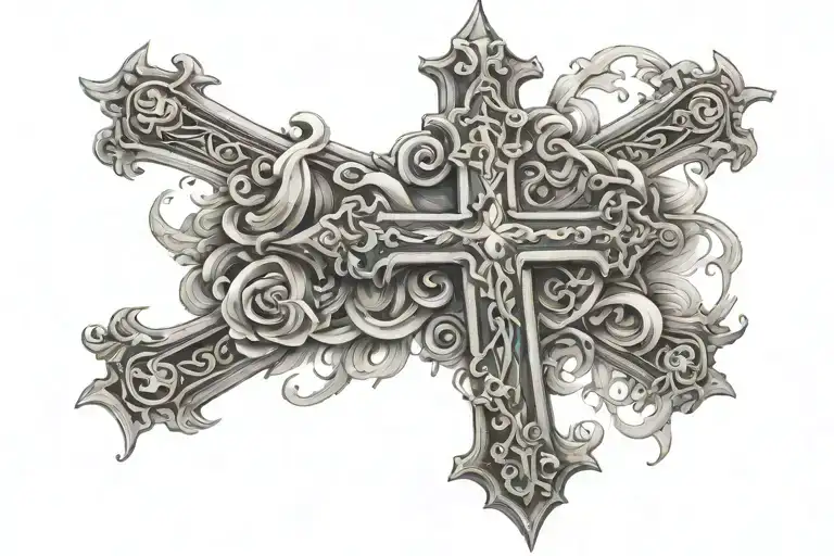psalm 23 cross incorporated tattoo design idea