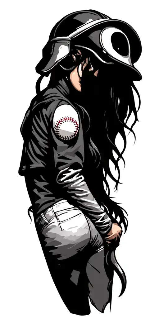 baseball diamond fishing hook hot lady tattoo design idea