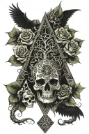 tree of life intertwined pyramid with eye and dragon  roses skulls tattoo design idea