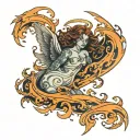 waves fire angel inner child tattoo design idea