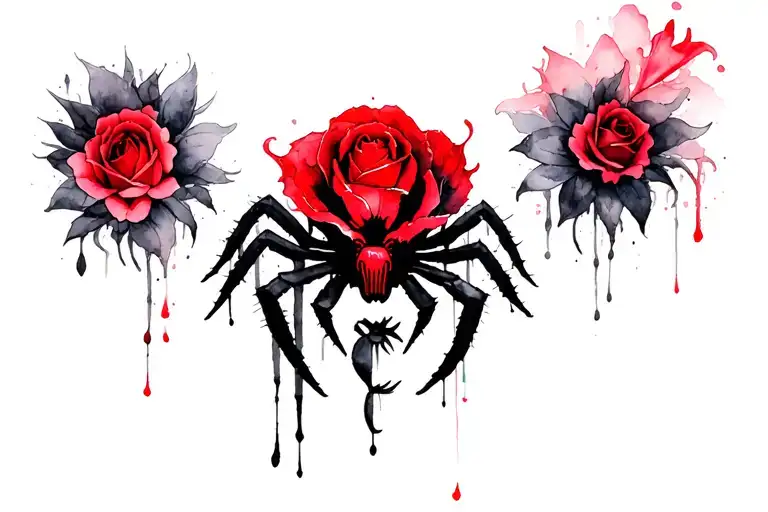 LEO/LION,  BLACK AND RED, SPIDER LILY, SPIKEY ROSES, BLOODY, GRIM REAPER, DEATH , LIKE YAKUZA FOR BACK TATTOO  tattoo design idea