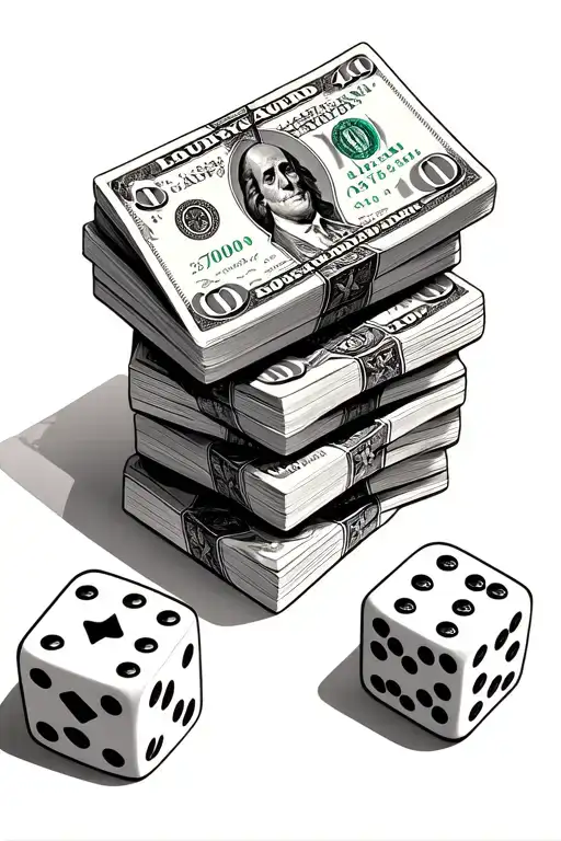 Louis Vuitton, stack of money, hood rich, gamble dice, bay area tattoo design idea