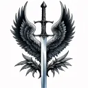 sword and wings tattoo design idea