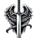 sword and wings tattoo design idea
