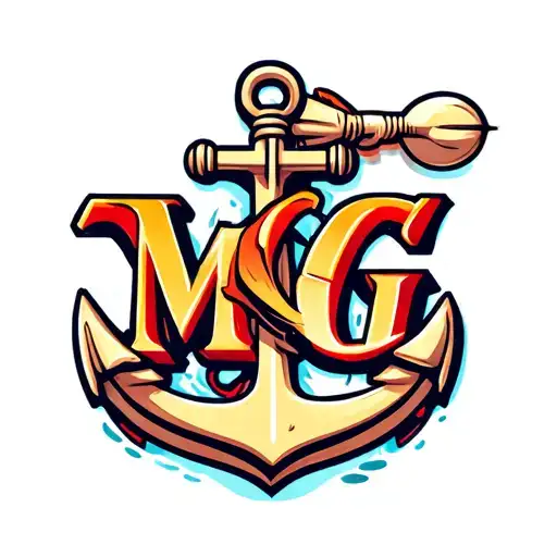 Marine anchor + letters m v g tattoo design idea