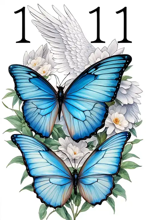 angel number 1111 butterfly tattoo design idea