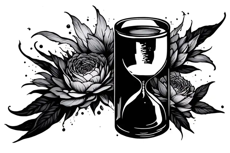 hour glass half full tattoo design idea