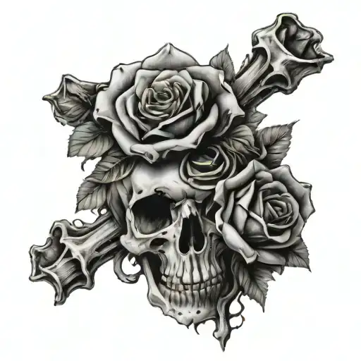 Spine tattoo that are bones going down the spine with skeleton hands facing upwards while holding decaying roses  tattoo design idea