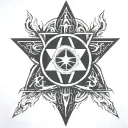 nuclear symbol tattoo design idea