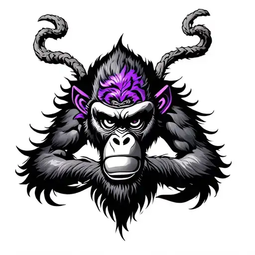 Monkey King, BJJ, Purple belt tattoo design idea