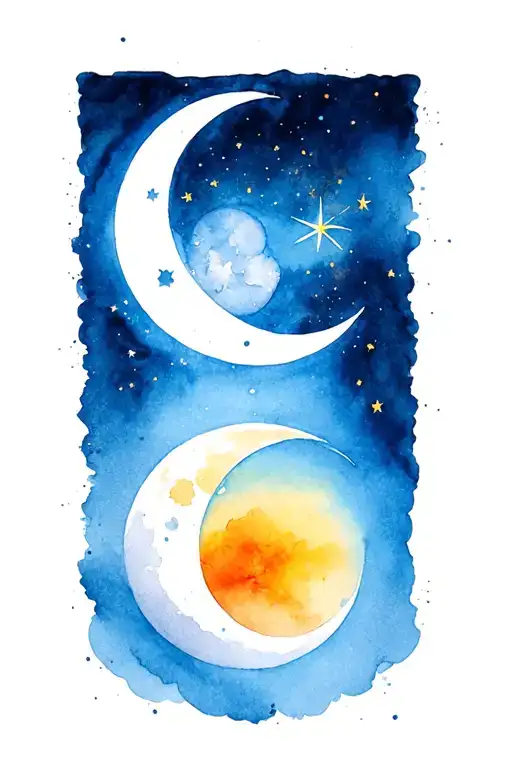 sun and moon  tattoo design idea