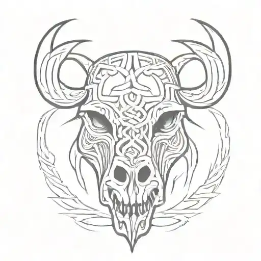 celtic boar skull teeth tattoo design idea