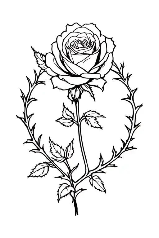 roses with thorn bush surrounding tattoo design idea