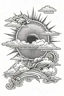 sun rays breaking through clouds signifying hope tattoo design idea