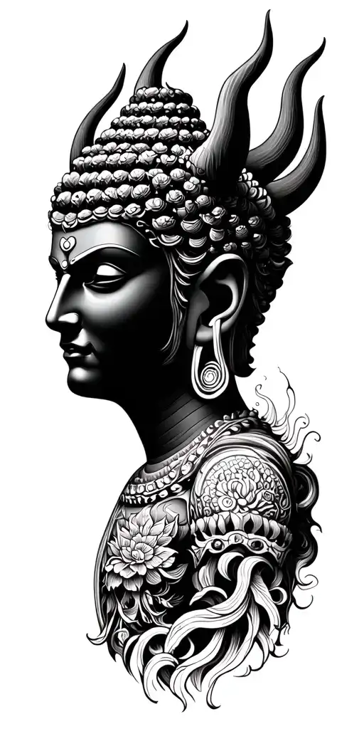 buda half meditating devil face tattoo tattoo design idea