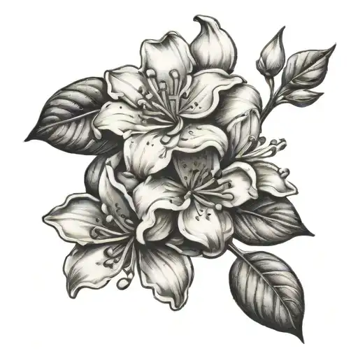 mountain laurel and gardenia flower growing tattoo design idea