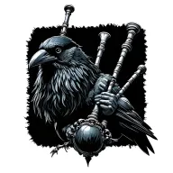  crow muscular with mans face bagpiper playing black bagpipes baldblack beard tattoo design idea