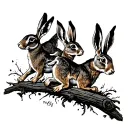 4 hares run around a tattoo for a stake tattoo design idea