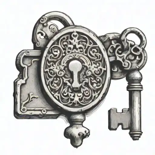 Antique Key: Beside the padlock, or in the hand that breaks the padlock, an antique and detailed key could be pressed in tattoo design idea