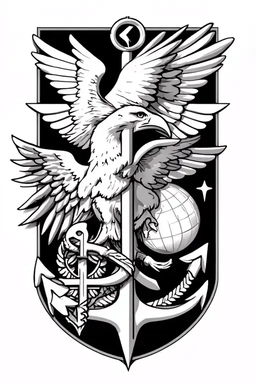 incorporate parts of the Eagle, Globe, Anchor symbol, the star of life symbol, and the staff of Hermes symbol. tattoo design idea
