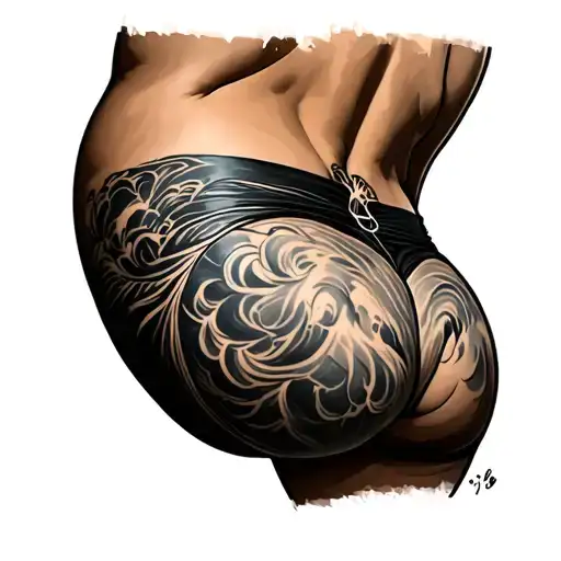 Buttocks tattoo design idea