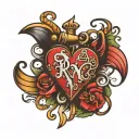 RN with heart surrounded tattoo design idea