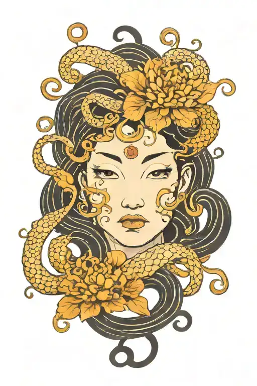 Medusa head emerging tattoo design idea