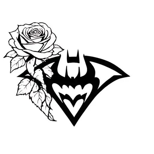 Rose Semicolon Batman logo incorporated tattoo design idea