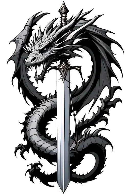 d 20 dragon. bow and arrow sword tattoo design idea