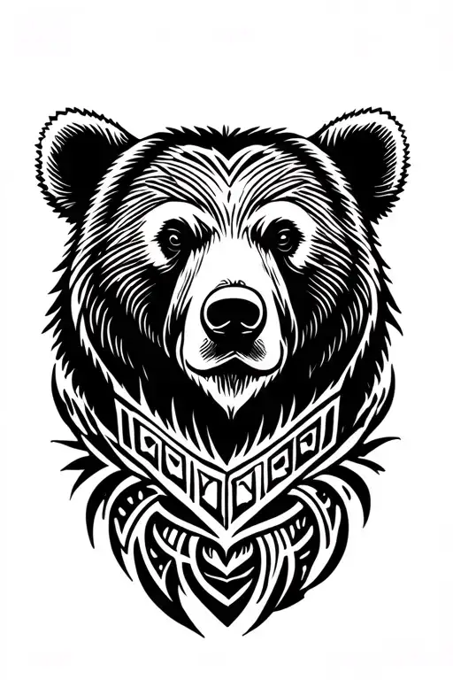 bear with mountains Alaska themes tattoo design idea