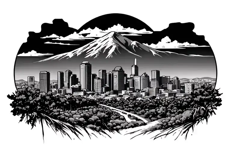 hometown skyline Los Angeles Moreno Valley mountain tattoo design idea